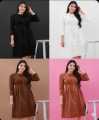 Pleated Button-Down Rayon Midi Dress for women. 