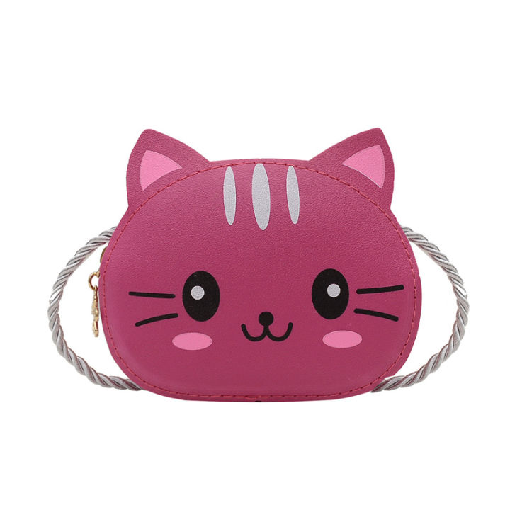 Cartoon Cat Kids Bags PU Leather Mini Shoulder Crossbody Bags For Kids Girl Princess Animal Children Small Hand Coin Purse