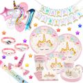 Unicorn Birthday Party Decoration Unicorn Tableware Paper Plates Cups Napkins Toys For Kids Birthday Party Baby Shower Girl. 