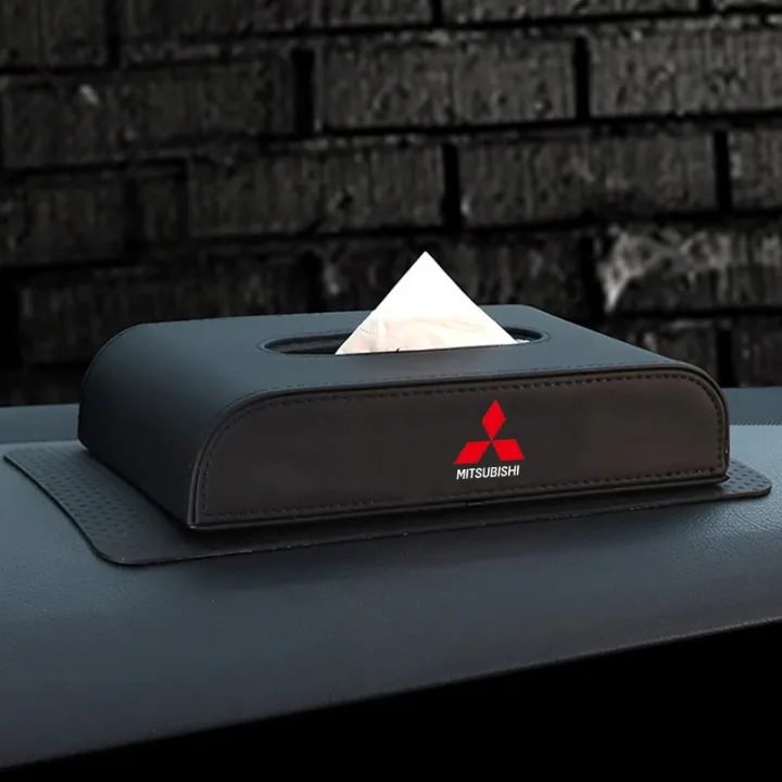 Black%20High%20quality%20Leather%20Car%20Tissue%20Box%20Holder%20For%20Mitsubishi%20logo%20Triton%20Outlander%20Mirage%20ASX%20Lancer%20EVO%20PAJERO%20GRANDIS%20GALANT%20Xpander%20-%20Image%204