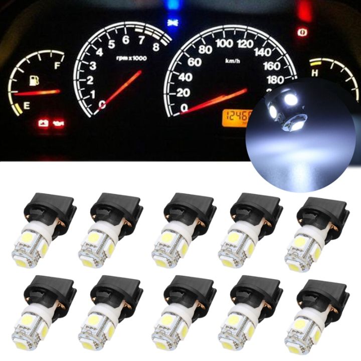 10X T10 White 5050 194 LED Bulbs Instrument Gauge Cluster Dash Light with Socket