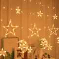 Auoyo LED Curtain Light Curtain String Light Star Curtain Light Moon Lighting String Twinkle Window Lights 3.5M Curtain Lights Transparent Strand 8 Modes Waterproof Crescents and Stars Lights for Indoor Outdoor Home Decorative EU Plug. 