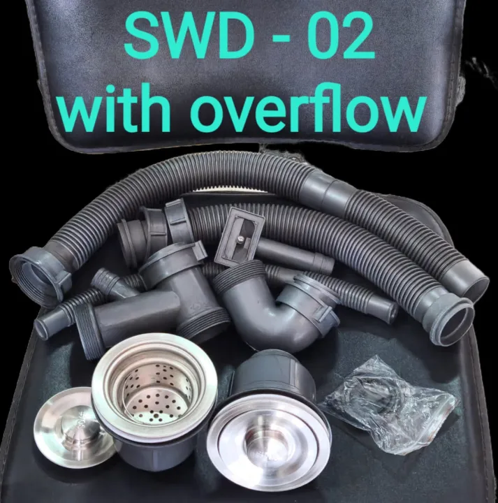 Stainless%20Steel%20Double%20Bowl%20Kitchen%20Sink%20Drain/Waste%20Kit%20-%20110mm%20with%20Overflow,%20Circular%20&%20Square%20Options%20-%20Image%203