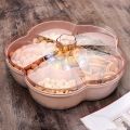 Snack Storage Box, Flower Shape Snack Tray with Lid,Nut Candy Food Storage Box,Fruit Box Dry Fruit Container,Pink. 