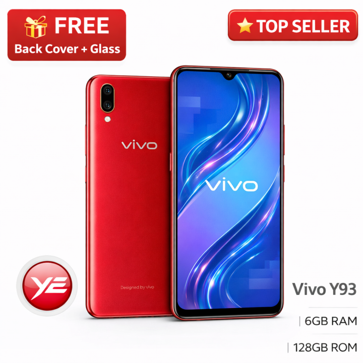 Vivo Y93 6Gb Smartphone RAM 128Gb Storage 6.2 Display 13Mp Camera 4030Mah Battery Snapdragon Octa Clear Glass Free Tempered Free Back Cover Long