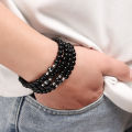 Handmade A-Z Letter Stone Bracelets -for Men Women Couple Jewelry- 6mm Black Matte Beads Bracelets Lover Valentine Day Gift. 