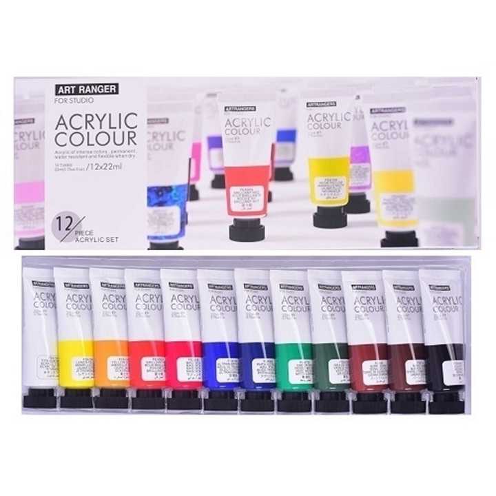 Acrylic Colours Paint Sets 12 x 22 ml Acrylic Paint Shades - Artist Paint