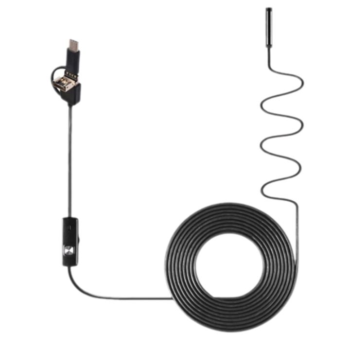 3-In-1 Industrial Endoscope Borescope Inspection Camera Built-in 6 LEDs IP67 Waterproof USB Type-C Endoscope for Android Smartphones/PC(1M 7Mm)