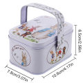 Vintage Tinplate Little White Rabbit Suitcase Candy Box Gift Box Storage Can. 