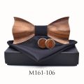 New design 3D Wooden tie Pocekt Square Cufflinks Fashion wood bow tie wedding dinne Handmade corbata Wooden Ties Gravata set. 