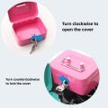 Creative Mini Lockable Cash Box Metal with Key Lock Box Sturdy Construction with Handle Money Safe Case Home Use. 