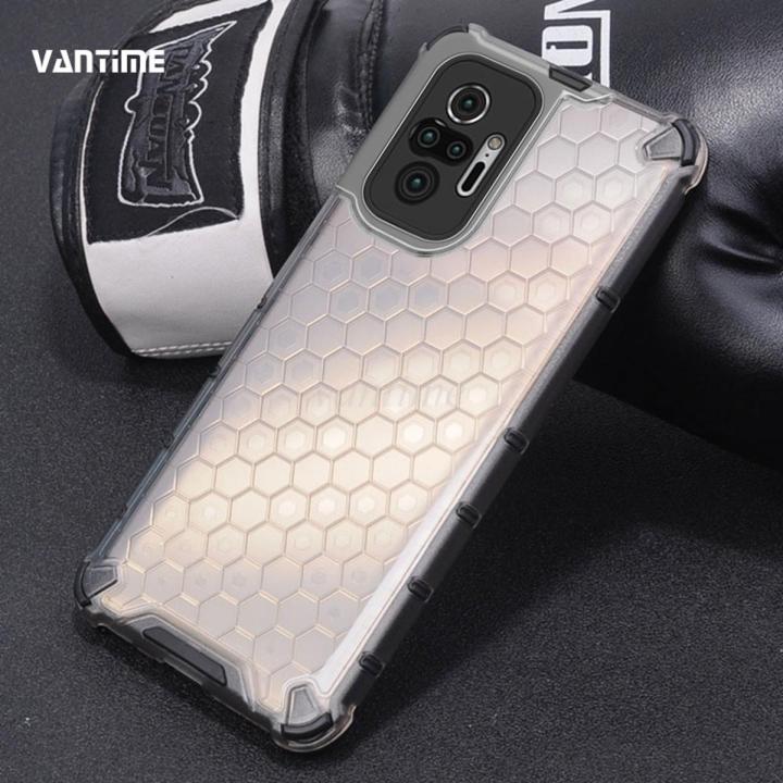 Vantime for Xiaomi Redmi Note 10 Pro Case Honeycomb Transparent Back Anti fingerprint Cover