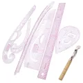 7Pcs/Set Ruler Tailor Measuring Kit Clear Sewing Drawing Ruler Yardstick Sleeve Arm French Curve Set Cutting Ruler Paddle Wheel. 