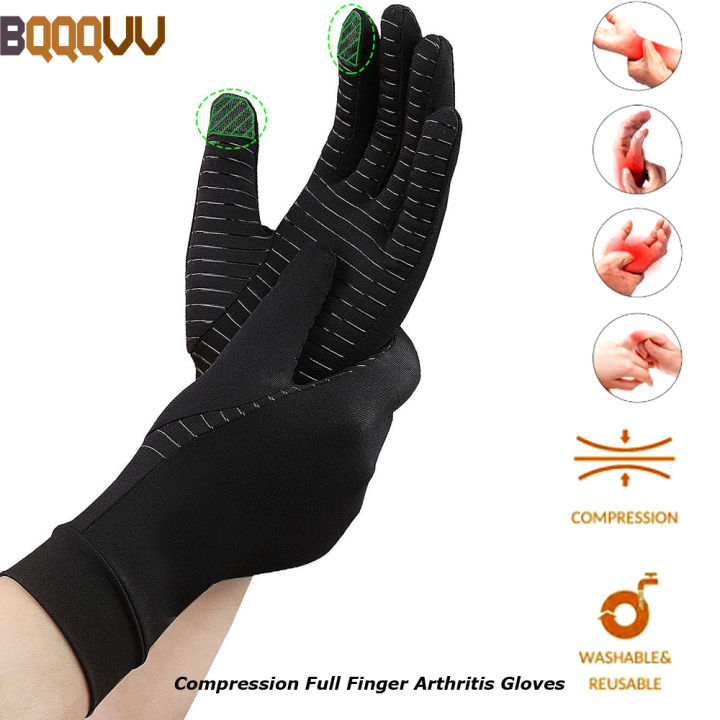 LibiLuxury Full Finger Arthritis Gloves for Men and Women, Copper Glove, Touch Screen Fingers, Hand Joint Pain, Tendonitis, 1Pair