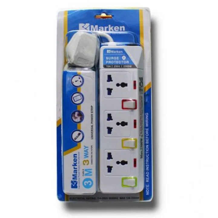 MARKEN%20Extension%20Power%20Strip%20With%20Surge%20Protector%20Multi%20Switch%20Socket%203%20Way%20-%20Image%203