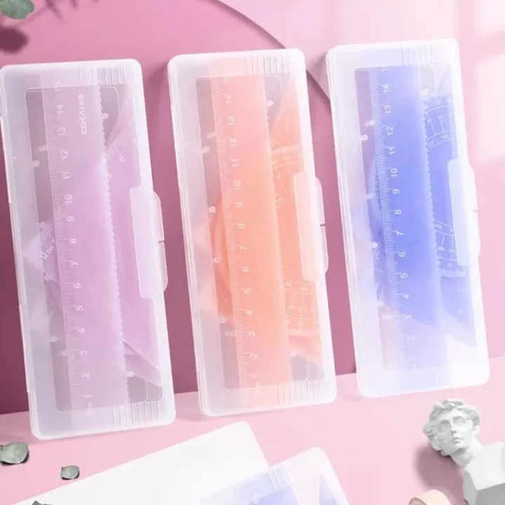 4 s/box Jelly Color Rulers Triangle Protractor Straight Ruler Math ...