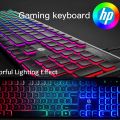Hp K550F RGB Gaming Keyboard Colorful Lighting Effect Smrt Keyboard Stalish Desing With Integrated Metal Penal Keyboard. 