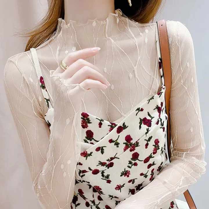 High%20Transparent%20Mesh%20Bottoming%20Shirt%20for%20Women%20Summer%20Thin%20Long%20Sleeves%20Sun%20Protection%20Inner%20Wear%20Gauze%20Clothes%20Turtleneck%20Lace%20Top%20Western%20Style%20Tulle%20-%20Image%203