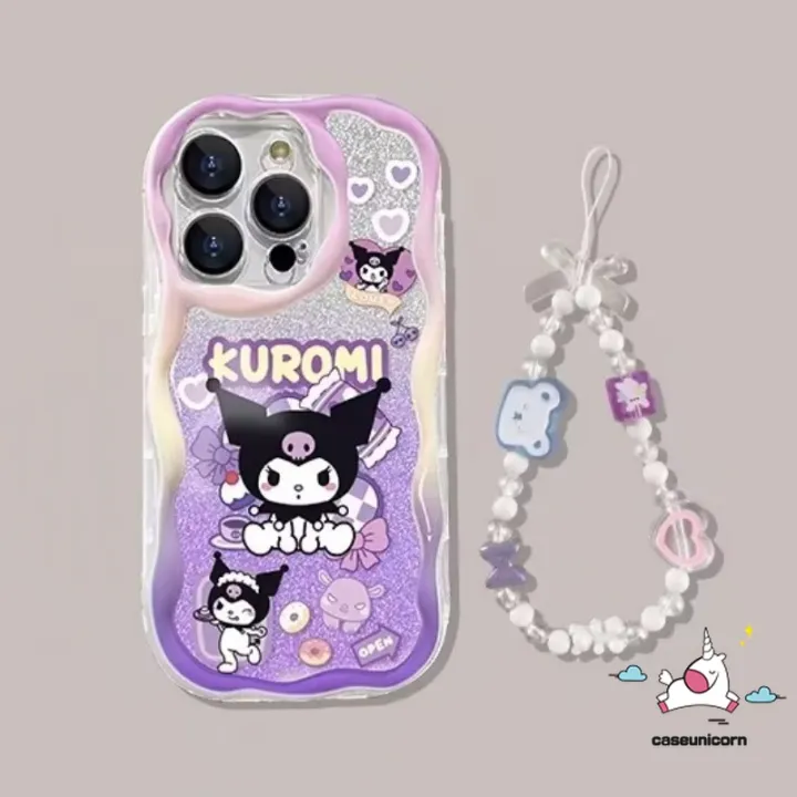 Cartoon%20Purple%20Cute%20Kuromi%20Phone%20Cover%20Compatible%20for%20IPhone%207Plus%20XR%2013%2015%2011%2014%2012%20Pro%20Max%208%206%207%206S%20Plus%20X%20XS%20MAX%20SE%202020%20Fashion%20Lovely%20Gradient%20Laser%20Case%20With%20Bracelet%20-%20Image%204