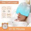 Headache Relief Hat Migraine Ice Head Wrap, Ice Packs for Injuries Reusable Migraine Relief Cap, Wearable Compressed Therapy Headache Relief Hat for Migraines Tension Sinus Fever Stress Relief. 