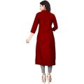 Women Plain casual wear in college, office, function or birthday Cotton Blend Straight Front Slit 6 button Kurti. 