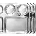 Stainless Steel Dinner Plate 6 Sections Tableware Plate For Food Serving Creative Table Plates For Dinner Lunch Kitchen. 