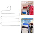 Trouser Organizer Multi-Purpose Pants Hangers Rack Stainless Steel Magic For Hanging Trousers Jeans Scarf Tie Clothes, Space Saving Storage Rack 5 Layers. 