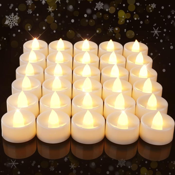 LED Tea Light Candles, Flameless Battery Powered Candles, Warm White Glow