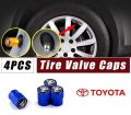 Toyota Tyre Wheel Dust Cap Valves Stem Caps (4PCS) - Blue. 