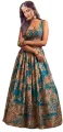 Ethnic Yard Women's Gerogette Semi Stitched Firoji Lehenga Choli(FROM INDIA)NUZ. 