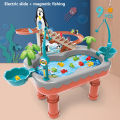 KOKKO Kids Water Table Magnetic Fishing Pool Toy Set With Electric Slide Climbing Stairs Fishing Toys Gifts For Girls Boys. 