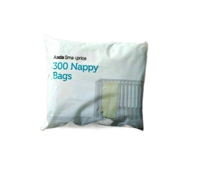 Brand: ASDA - Smart Price ASDA - Smart Price Odour Neutralising Nappy Bags (White) - 300 Pieces