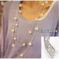 Long Double Layer Simulated Pearls LadIes Necklaces Clavicle Fashion Jewelry Sweater Chain Long Necklace for Women. 