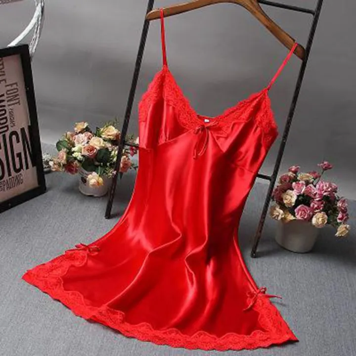 Lingerie%20Home%20Dress%20Ladies%20Lace%20Summer%20Silk%20Satin%20Skirt%20Sleepwear%20Nightwear%20Nightdress%20-%20Image%209
