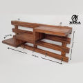 Wooden Wall-Mounted 3-Tier Stair Shelf with Key Hooks and Floating Shelf Rustic Home Decor. 