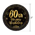 60th Birthday Party Disposable Tableware Set Black Gold Paper Plates Cups Wedding Dinnerware Baby Shower Party Decorations. 