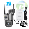 12MP AI-Powered PTZ IP Security Camera with 3-Lens Panoramic View, 10X Digital Zoom, Waterproof, Night Vision, WiFi & 4G SIM, Battery Backup - New. 