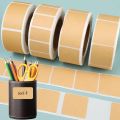 Portable Kraft Paper Label Stickers Blank Self-adhesive Name Sticker Writable Tearable Classification Stickers Office Kitchen Food Jar Glass Bottle. 