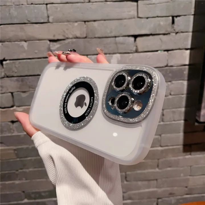 HOCE%20Glitter%20Clear%20Logo%20Hole%20Magnetic%20Phone%20Cases%20For%20iPhone%2013%2014%20Pro%20Max%2014%2013%20MagSafe%20Case%20With%20Lens%20Film%20Protector%20Gradient%20Soft%20Bumper%20Hard%20Back%20Cover%20-%20Image%202