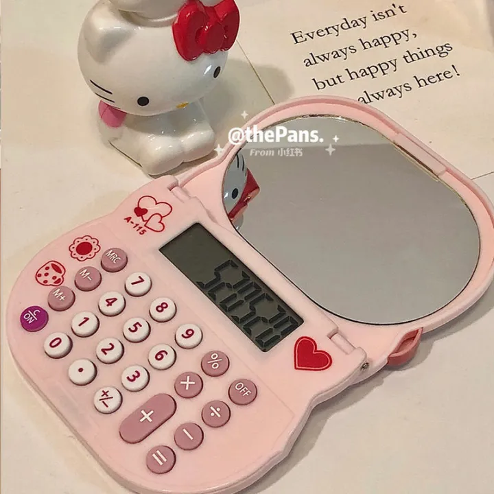 NEW%20Cartoon%20Sanrio%20Hello%20Kitty%20Kawaii%20Calculator%20Girly%20Portable%20Flip%20Mirror%20Small%20Mini%20Makeup%20Mirror%20Ins%20High%20Appearance%20Level%20Cute%20-%20Image%205