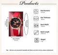 【no box】 5pcs Set Women/Girls Red Color Watches Ladies Fashion Butterfly Watch New Simple Casual Womens Analog Wrist Watch Bracelet Gift【no box】. 