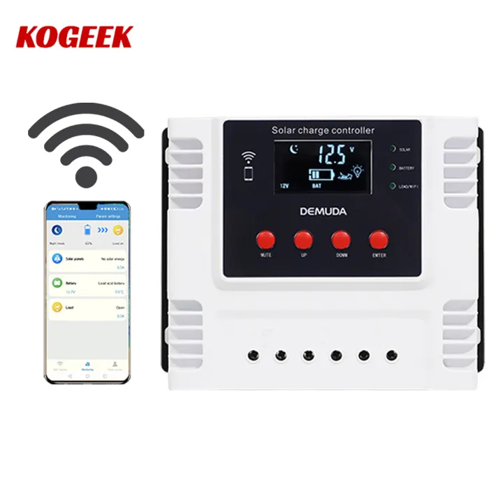 KOGEEK New 12V 24V/48V Automatic Ba-tte-ry Regulators Charger 10A 20A 30A 40A 50A 60A Dual USB PWM So-lar Charge Controllers with WI-FI APP