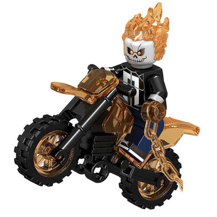 Single Sale HOT Ghost Rider Building Blocks  Luminous Evil Knight and Motorcycle Demon Slayer Building Blocks Assembling Minifigures Children's Toys Figures LG1002