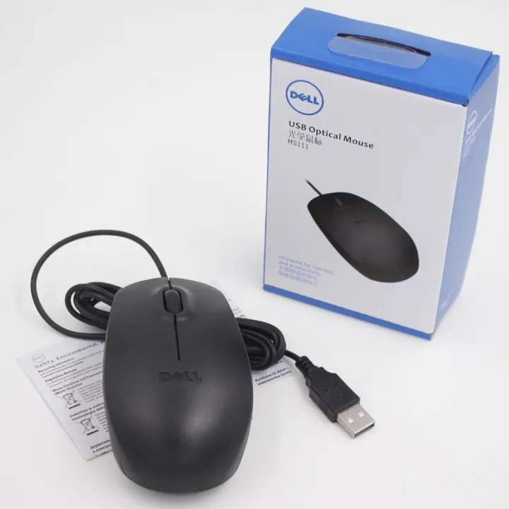 Dell USB Optical Black Wired / Cable USB Optical Mouse MS111