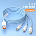 BlueWow 3-in-1 Macaron 1.2M Colorful Fast Charging Data Cable Is Suitable for Micro Type C Iphone Fast Charging. 