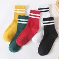 1 Pair Women Socks Set Multicolour Stripped Pattern Fashion Breathable For Female Casual Style Comfortable Socks. 