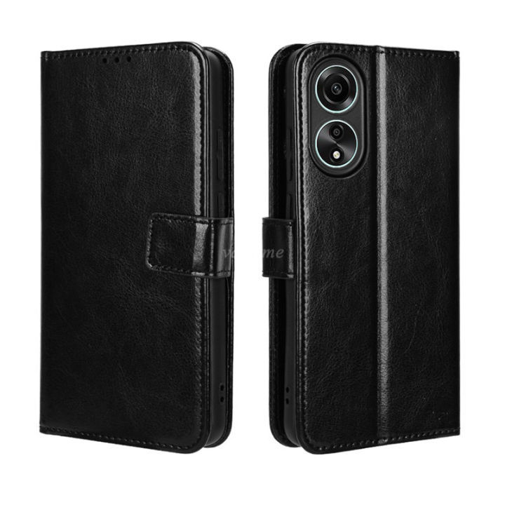 Vantime for OPPO A18 A38 A58 A78 4G A98 F23 5G Retro Crazy-horse Wallet Case Cards Holder Flip Cover