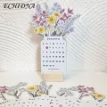 New Year Calendar 2024 Floral Desk Calendar with Wooden Base Monthly Planner for New Year Premium Quality Paper Desktop Decoration Buyers' Favorite. 
