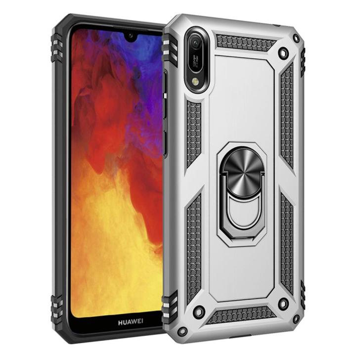 Shockproof Armor Case For Huawei Y6 Pro 2019 Phone Case Car Ring Stand Bumper Silicone Back Cover