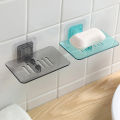 Soap Box Bathroom Soap Shelf Transparent Self-adhesive Punch-free Draining Wall Plastic Soap Dish Household Bathroom Supplies. 